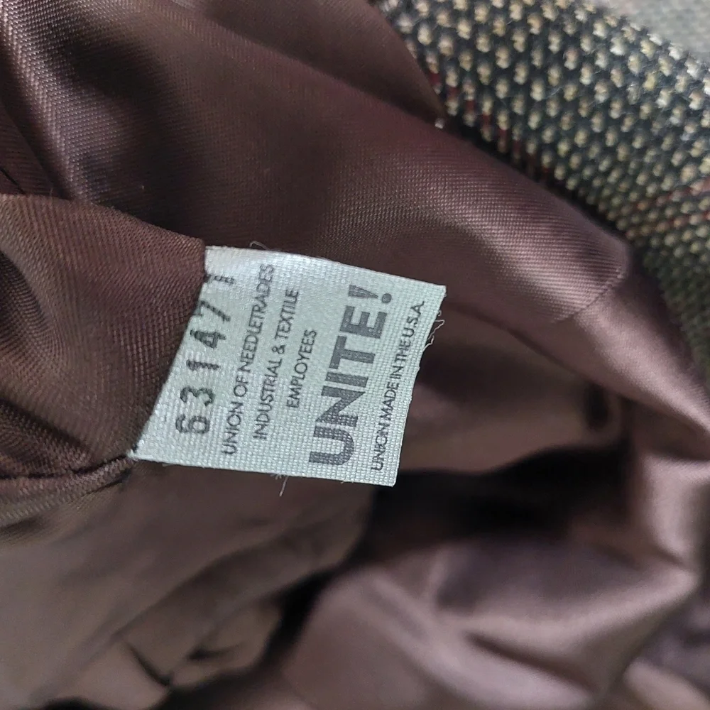 Tommy Hilfiger Brown Red Houndstooth Vintage Blazer Coat Men Size‎ 41 L USA